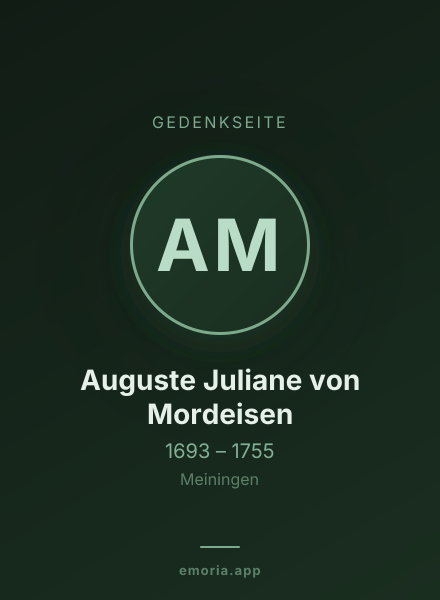 Gedenkportrait von Auguste Juliane von Mordeisen