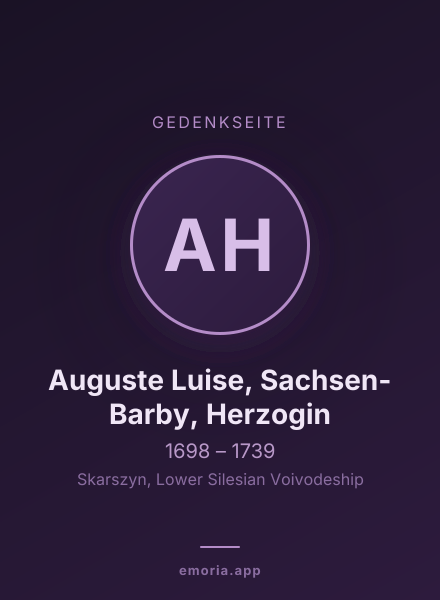 Gedenkportrait von Auguste Luise, Sachsen-Barby, Herzogin