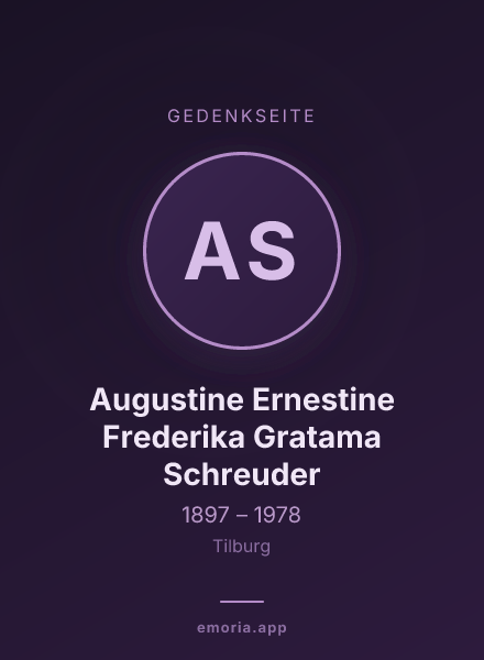 Gedenkportrait von Augustine Ernestine Frederika Gratama Schreuder