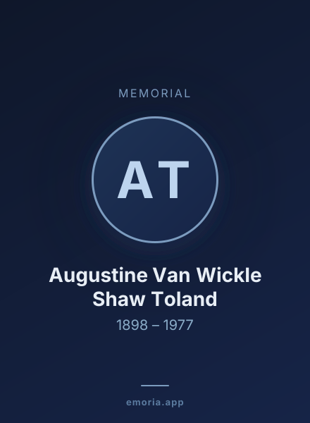 Memorial portrait of Augustine Van Wickle Shaw Toland