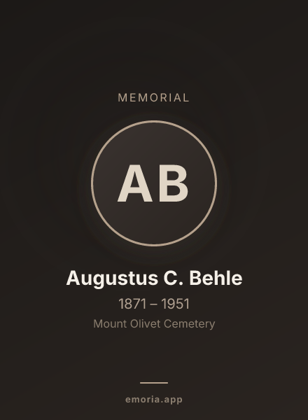 Memorial portrait of Augustus C. Behle