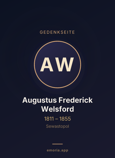 Gedenkportrait von Augustus Frederick Welsford