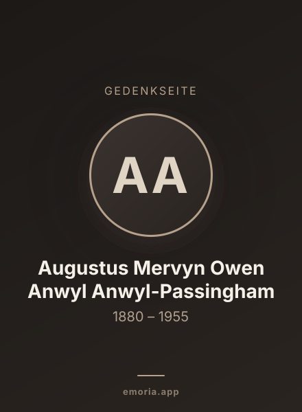 Gedenkportrait von Augustus Mervyn Owen Anwyl Anwyl-Passingham
