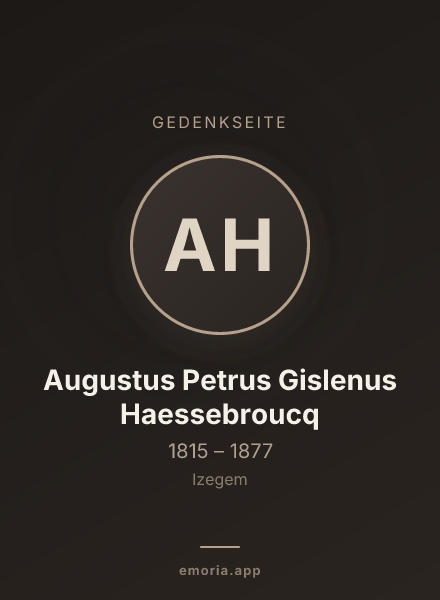 Gedenkportrait von Augustus Petrus Gislenus Haessebroucq