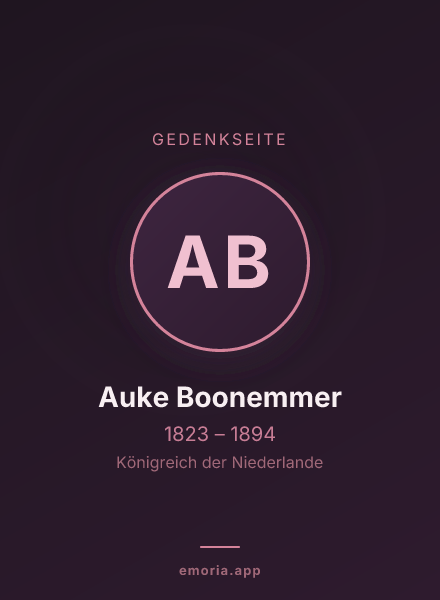 Gedenkportrait von Auke Boonemmer