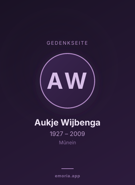 Gedenkportrait von Aukje Wijbenga