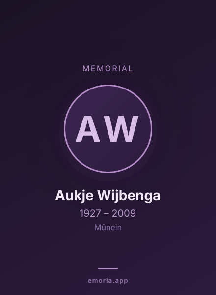 Memorial portrait of Aukje Wijbenga