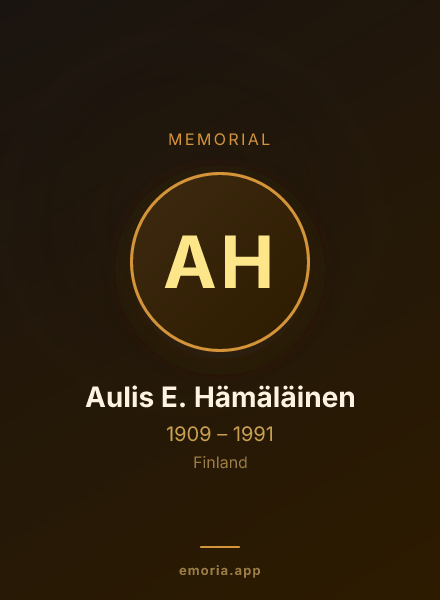 Memorial portrait of Aulis E. Hämäläinen