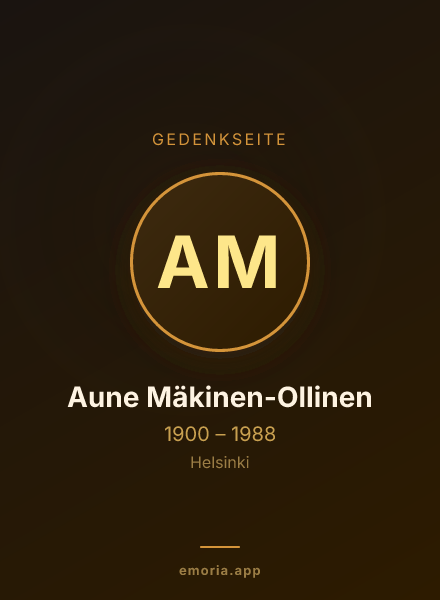 Gedenkportrait von Aune Mäkinen-Ollinen