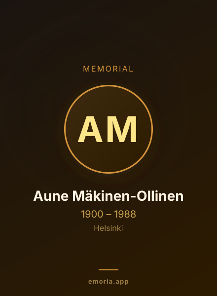 Memorial portrait of Aune Mäkinen-Ollinen