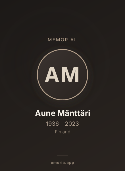 Memorial portrait of Aune Mänttäri