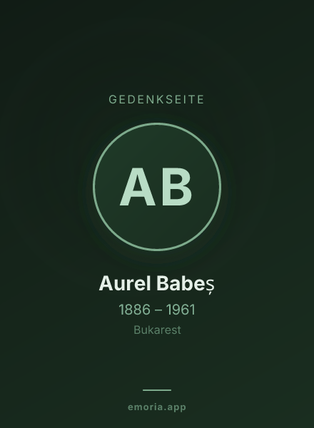 Gedenkportrait von Aurel Babeș
