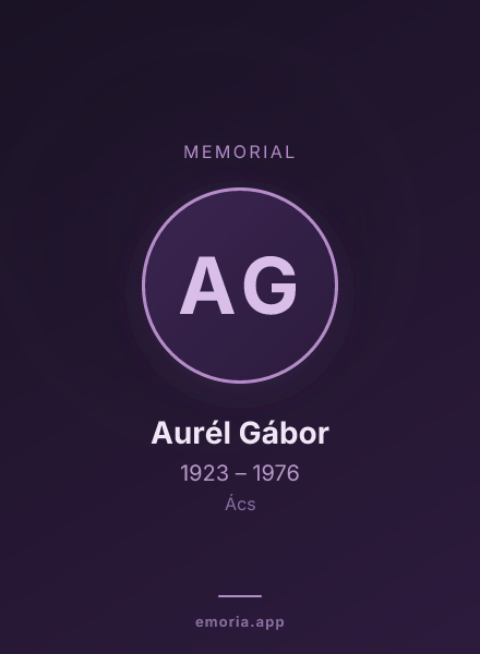 Memorial portrait of Aurél Gábor