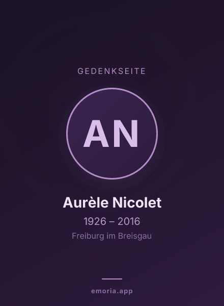 Gedenkportrait von Aurèle Nicolet