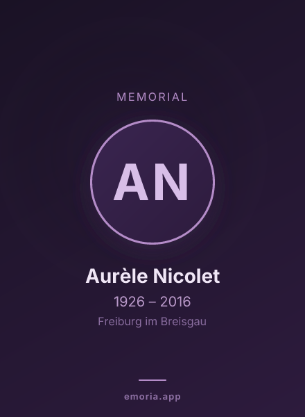 Memorial portrait of Aurèle Nicolet