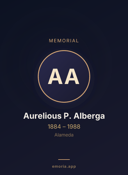 Memorial portrait of Aurelious P. Alberga