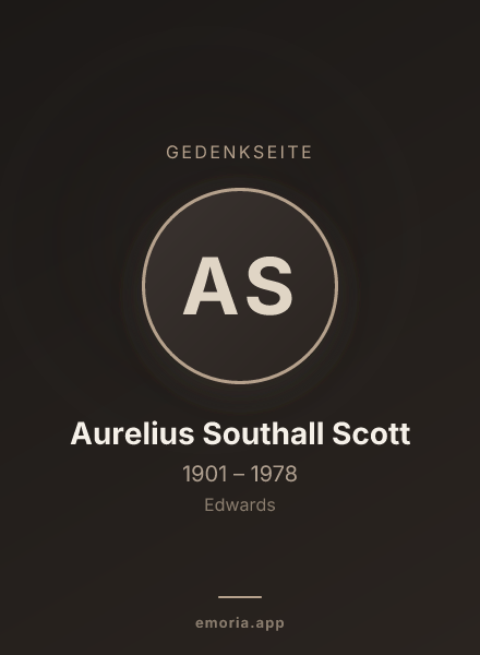 Gedenkportrait von Aurelius Southall Scott