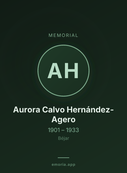 Memorial portrait of Aurora Calvo Hernández-Agero