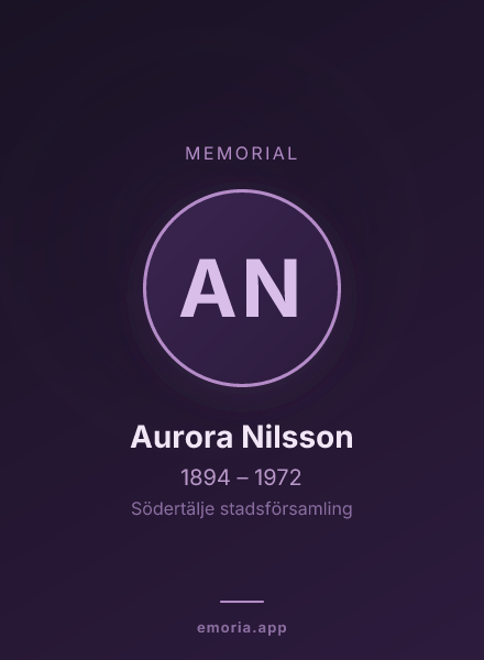 Memorial portrait of Aurora Nilsson