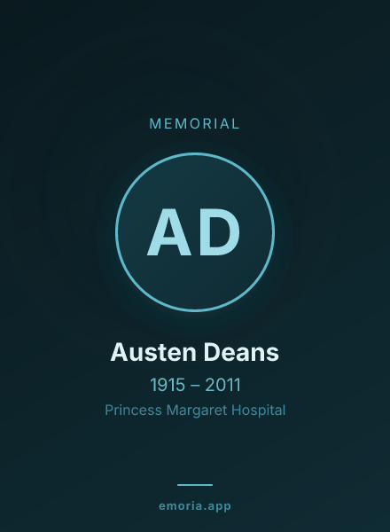 Memorial portrait of Austen Deans