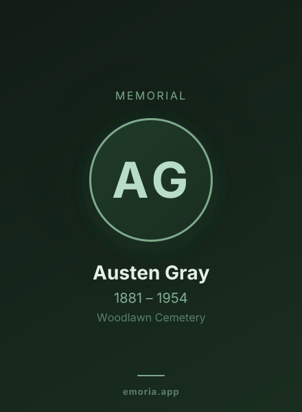 Memorial portrait of Austen Gray