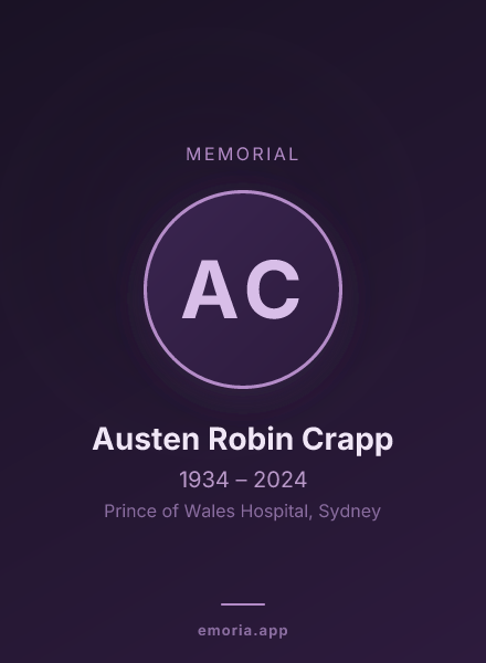 Memorial portrait of Austen Robin Crapp