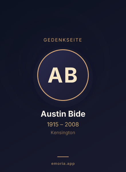 Gedenkportrait von Austin Bide