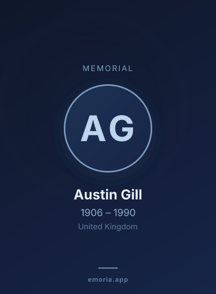 Memorial portrait of Austin Gill