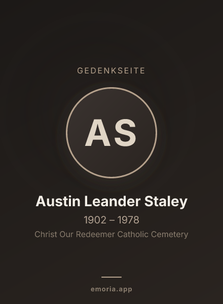 Gedenkportrait von Austin Leander Staley