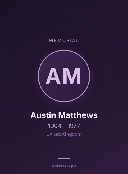 Memorial portrait of Austin Matthews