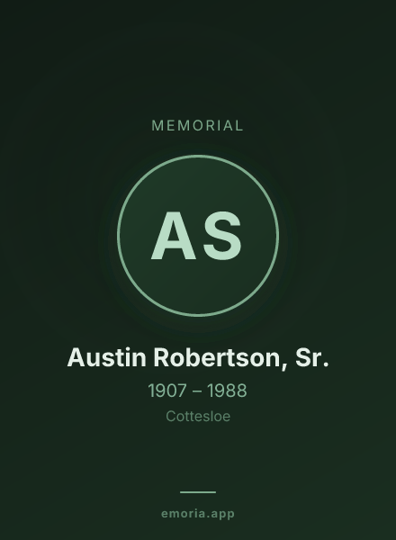 Memorial portrait of Austin Robertson, Sr.