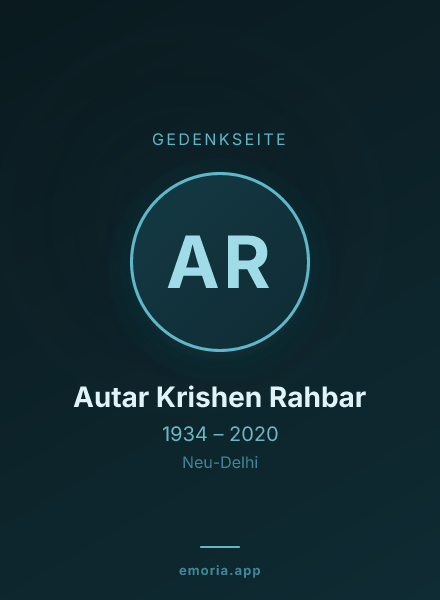 Gedenkportrait von Autar Krishen Rahbar