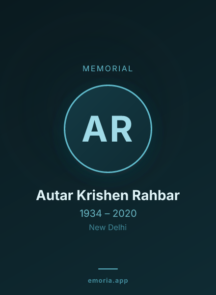 Memorial portrait of Autar Krishen Rahbar