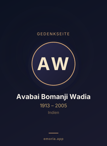 Gedenkportrait von Avabai Bomanji Wadia
