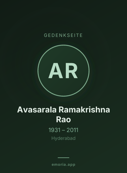 Gedenkportrait von Avasarala Ramakrishna Rao