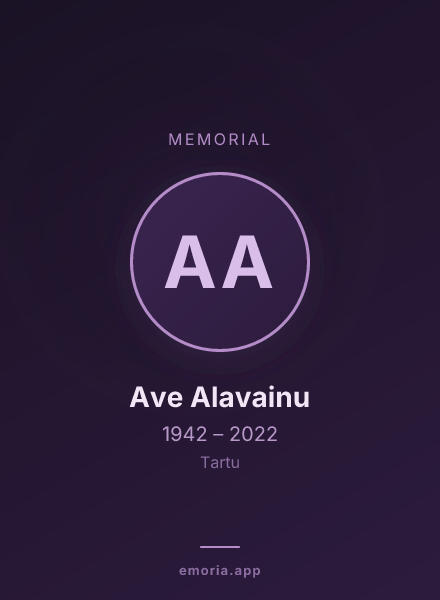 Memorial portrait of Ave Alavainu
