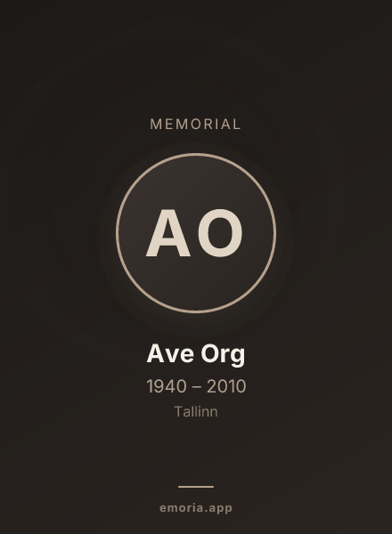 Memorial portrait of Ave Org