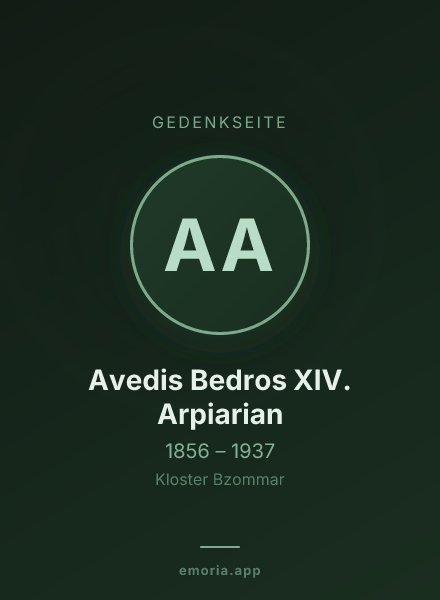 Gedenkportrait von Avedis Bedros XIV. Arpiarian