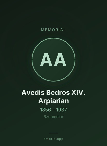 Memorial portrait of Avedis Bedros XIV. Arpiarian