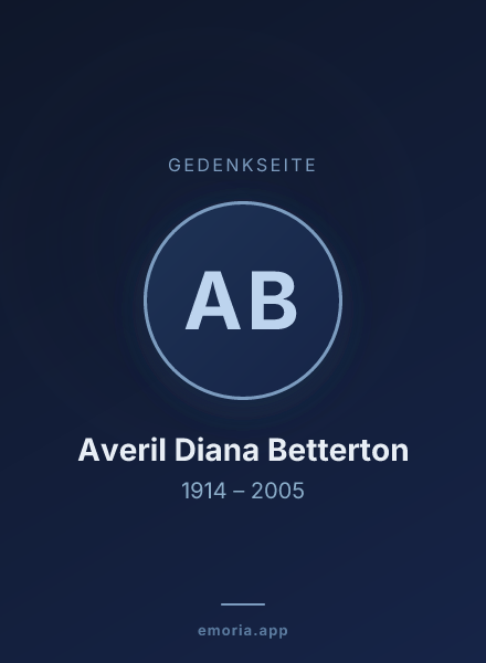 Gedenkportrait von Averil Diana Betterton