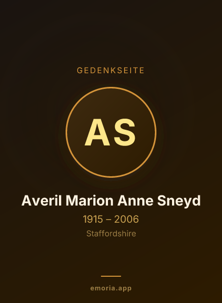 Gedenkportrait von Averil Marion Anne Sneyd