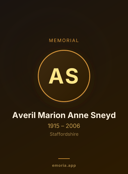 Memorial portrait of Averil Marion Anne Sneyd