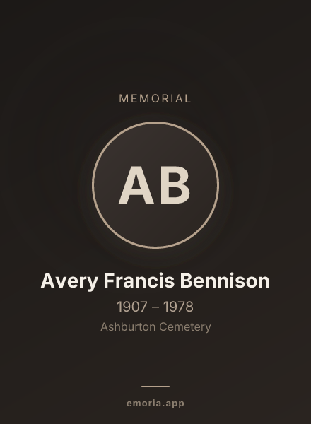 Memorial portrait of Avery Francis Bennison