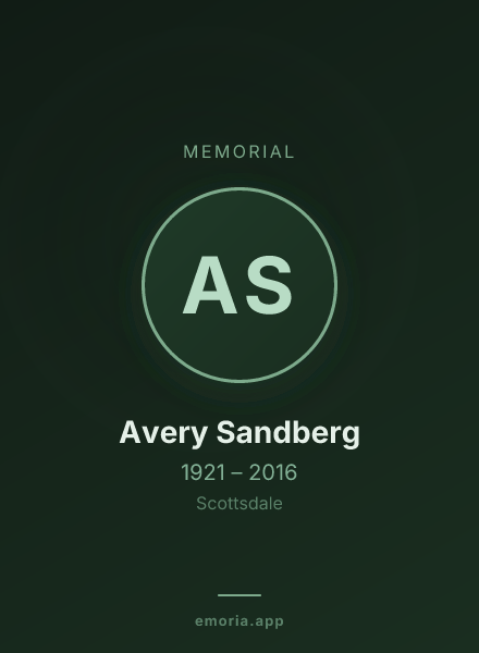 Memorial portrait of Avery Sandberg