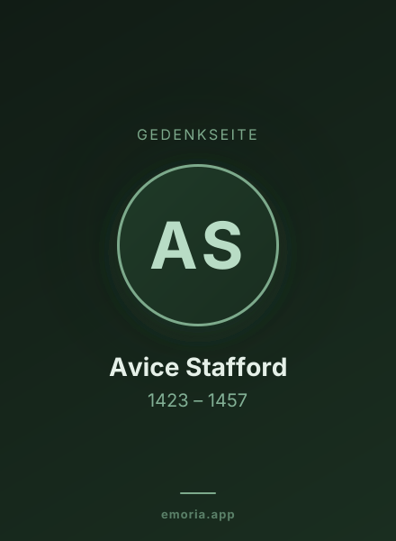 Gedenkportrait von Avice Stafford