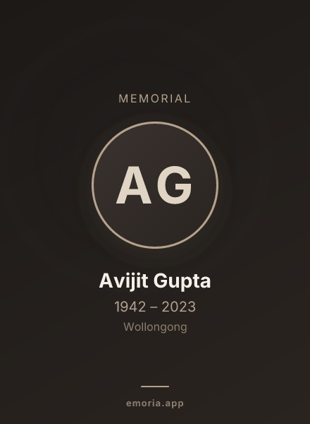 Memorial portrait of Avijit Gupta