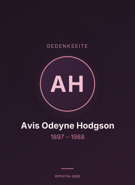 Gedenkportrait von Avis Odeyne Hodgson