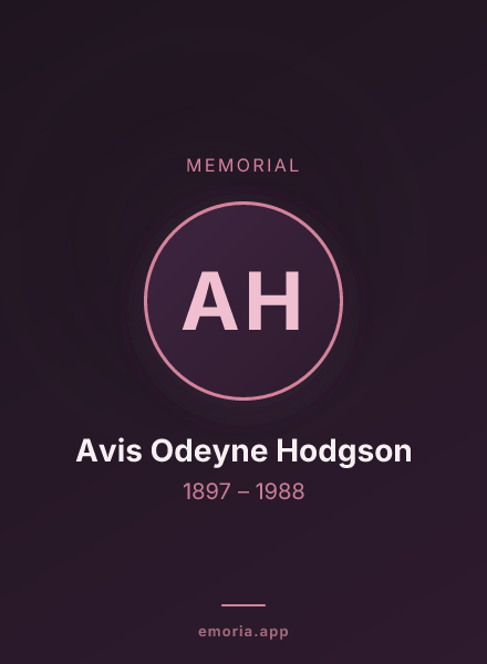Memorial portrait of Avis Odeyne Hodgson