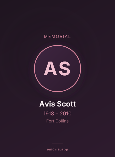 Memorial portrait of Avis Scott