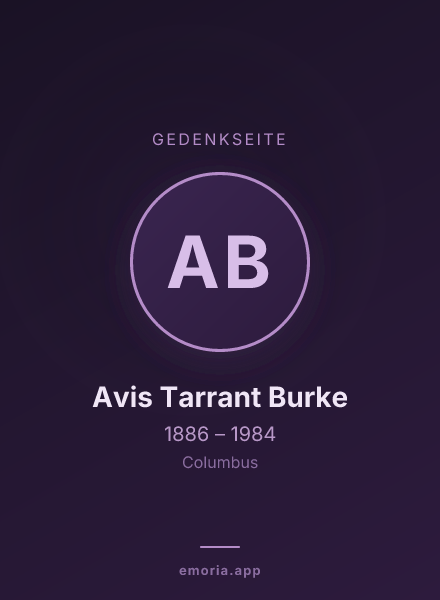 Gedenkportrait von Avis Tarrant Burke
